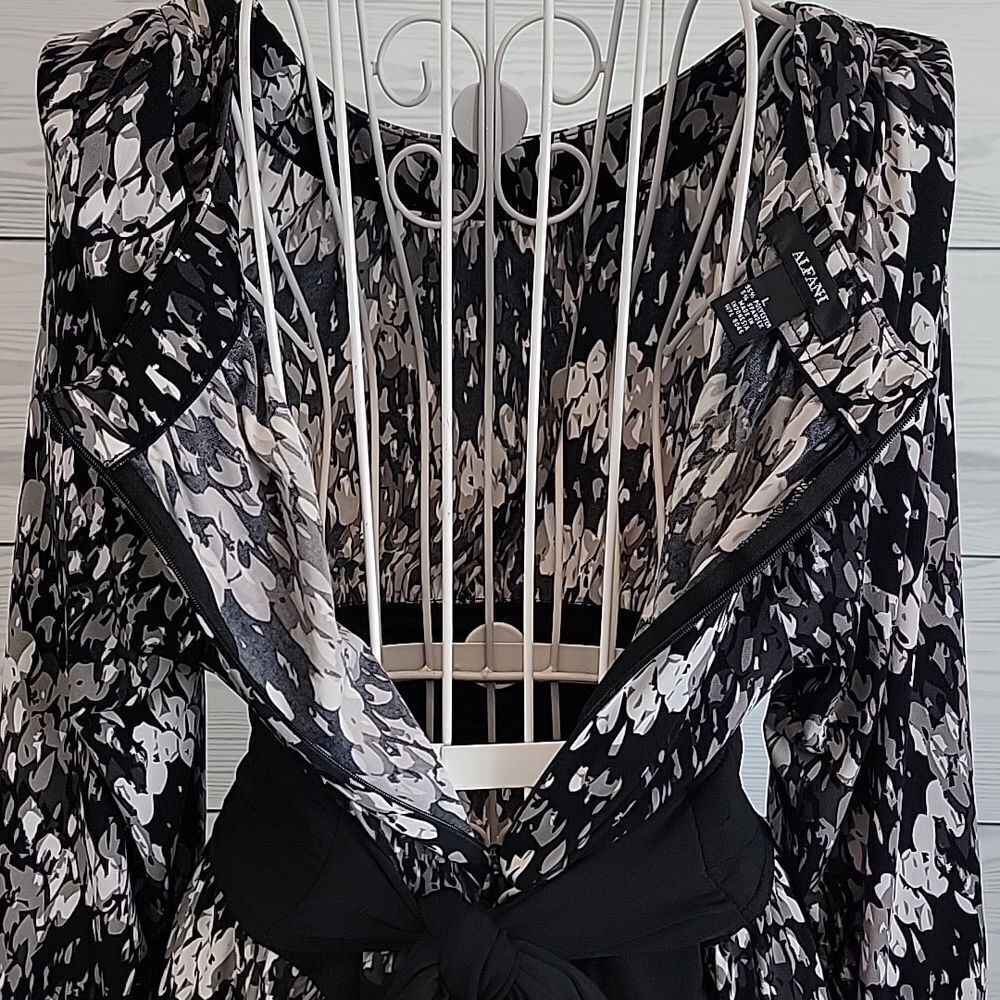 Alfani business casual midi dress - grey & black Women's Size L - Picture 8 of 12